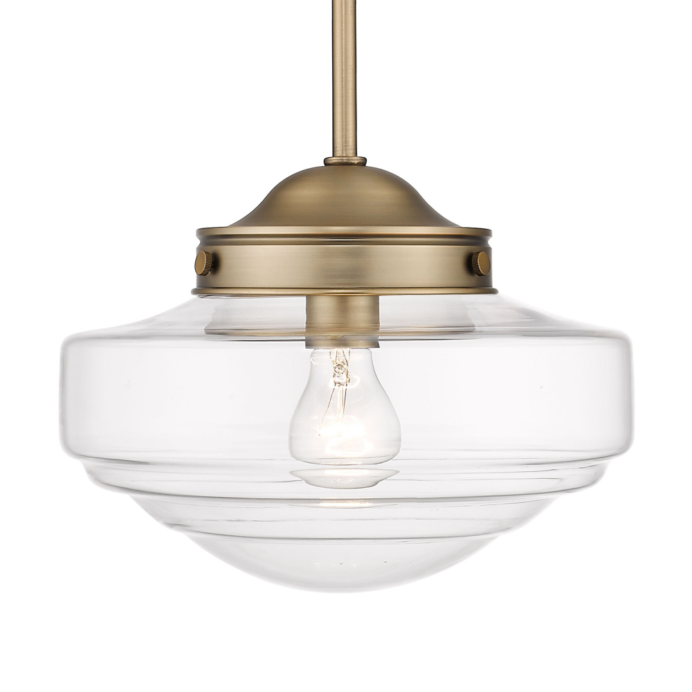 Golden Lighting Ingalls 1-light 12in Pendant in Modern Brass and Clear Glass